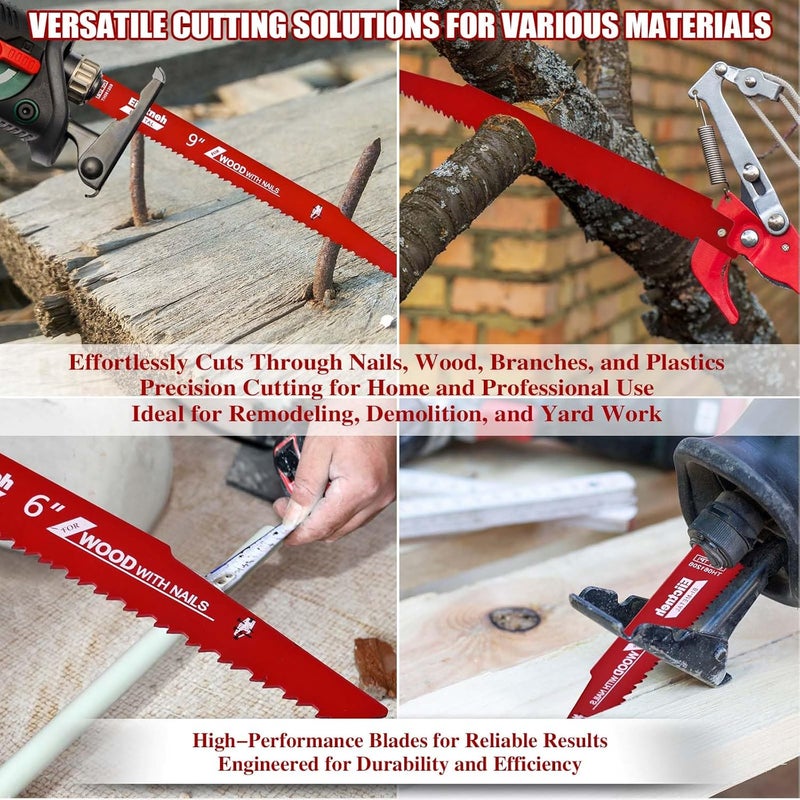 Eiictneh 25 Pack 6/12 TPI 9 Inch Stud and Nail Sawzall Blades - Bi-Metal Reciprocating Blades for Cutting Nail-Embedded Wood, Metal, and PVC, with Storage Case - Image 4